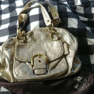 Authentic Coach Gold Metallic Satchel